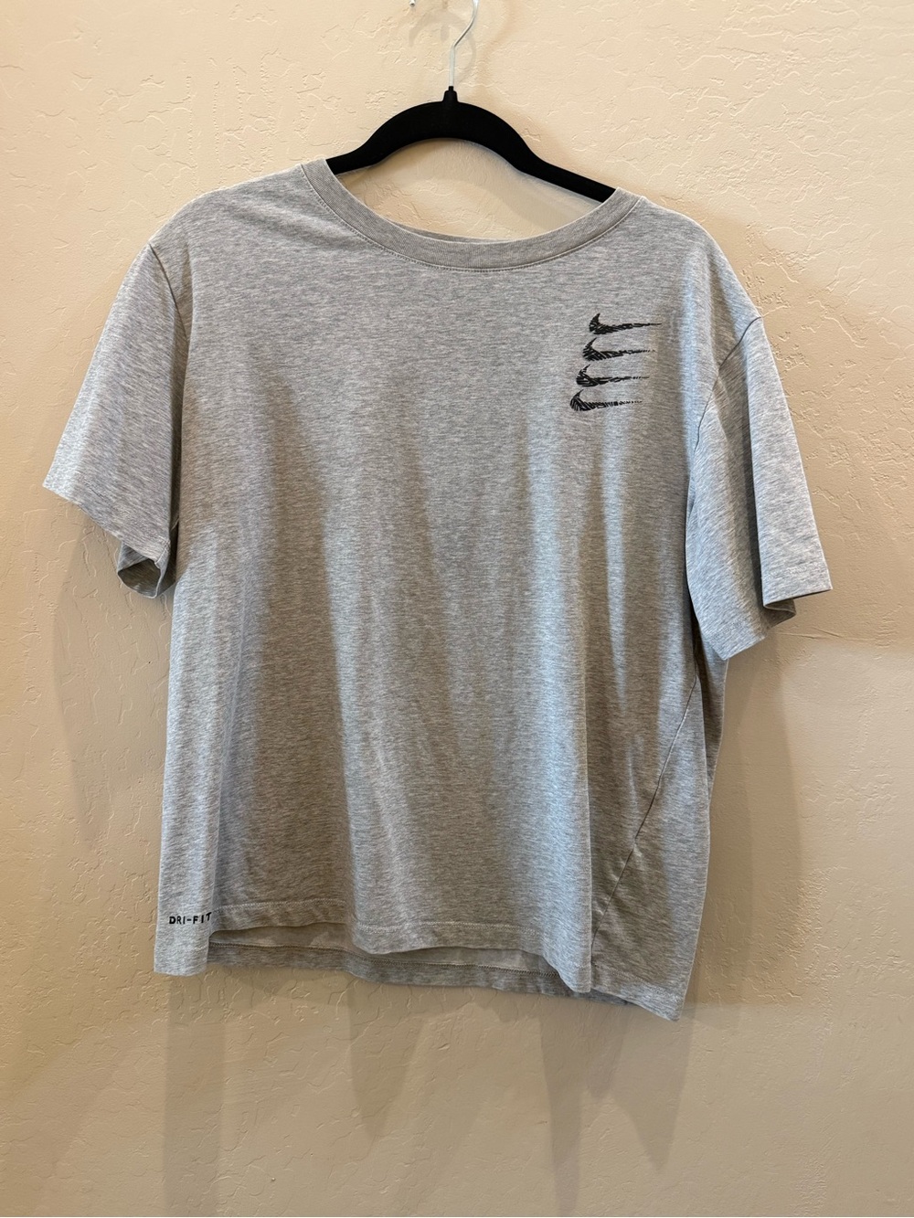 Nike Gray Short Sleeve Dri-FIT Tee with Swoosh Accent
